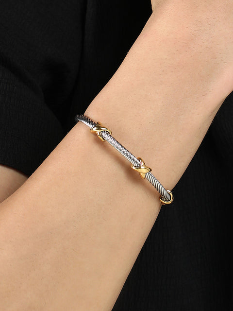 The Cross Cuff Bracelet - Metallic Silver