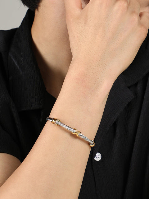 The Cross Cuff Bracelet - Metallic Silver