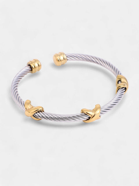 The Cross Cuff Bracelet - Metallic Silver