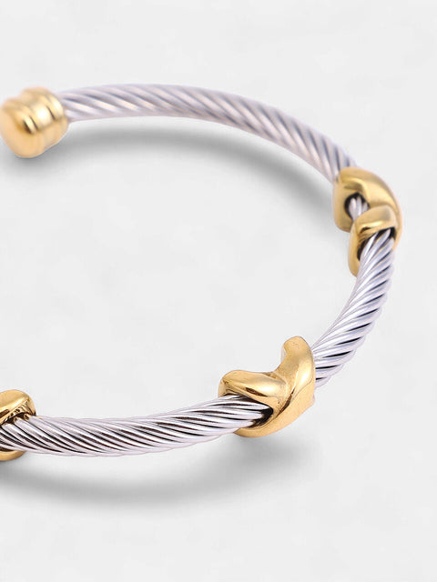 The Cross Cuff Bracelet - Metallic Silver