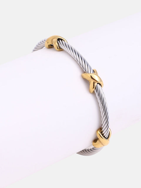 The Cross Cuff Bracelet - Metallic Silver