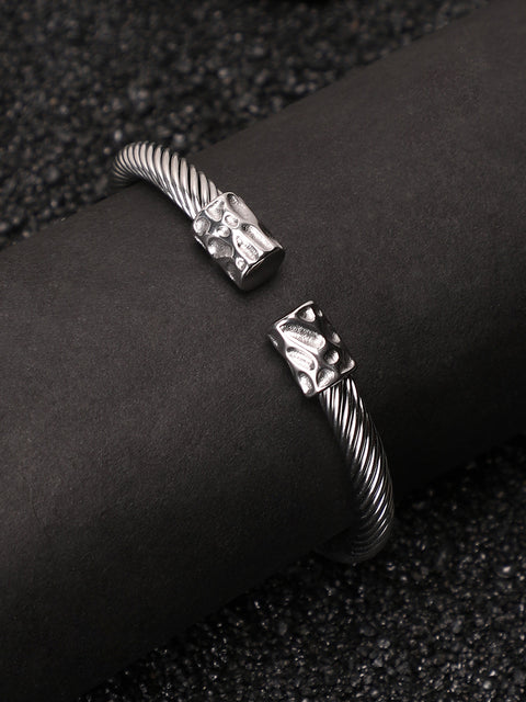 The Hammered Cuff Bracelet - Metallic Silver