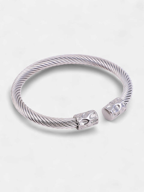 The Hammered Cuff Bracelet - Metallic Silver