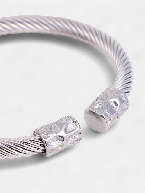 The Hammered Cuff Bracelet - Metallic Silver