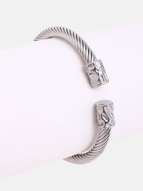 The Hammered Cuff Bracelet - Metallic Silver