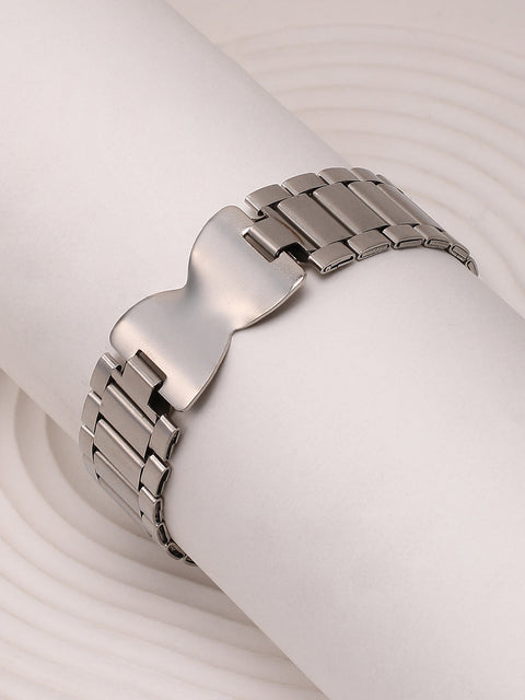 The Bow H-Link Chain Bracelet - Metallic Silver
