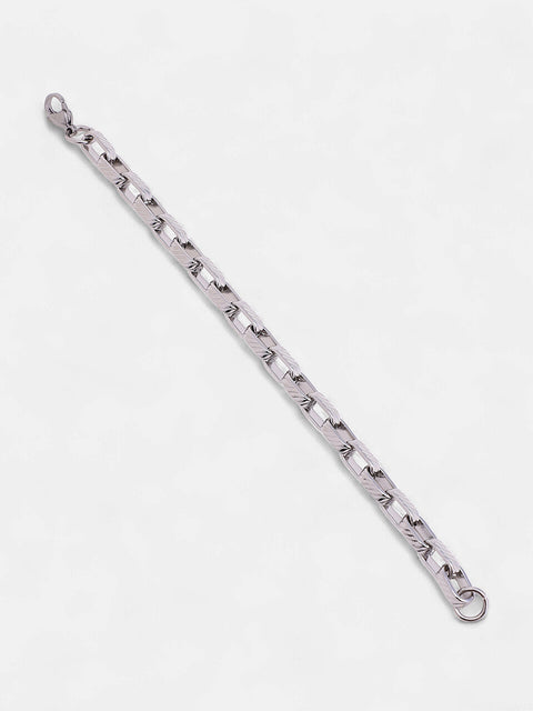 The Ribbed-Link Chain Bracelet - Metallic Silver