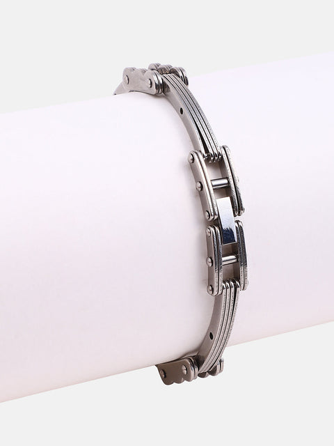 The Hinge-Link Chain Bracelet - Metallic Silver
