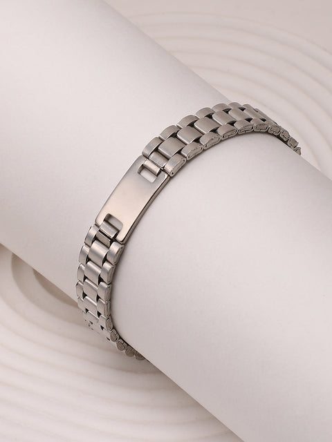 The Slate H-Link Chain Bracelet - Metallic Silver