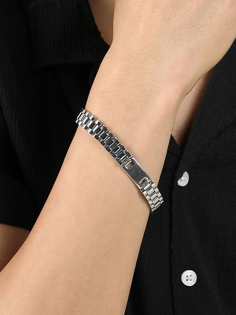 The Slate H-Link Chain Bracelet - Metallic Silver