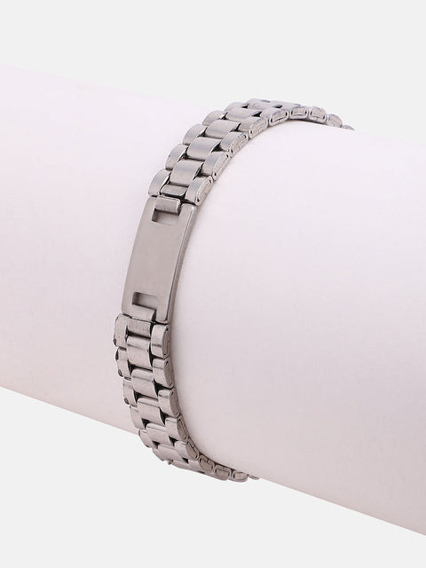 The Slate H-Link Chain Bracelet - Metallic Silver
