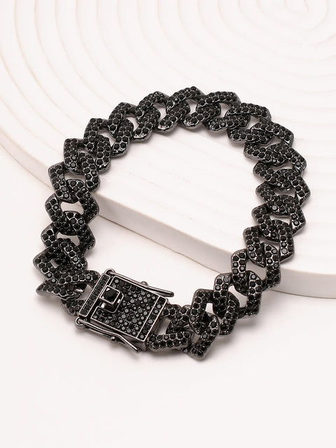 The Bijou-Curb Chain Bracelet - Onyx Black