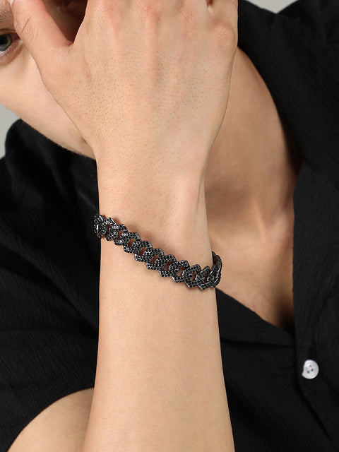 The Bijou-Curb Chain Bracelet - Onyx Black