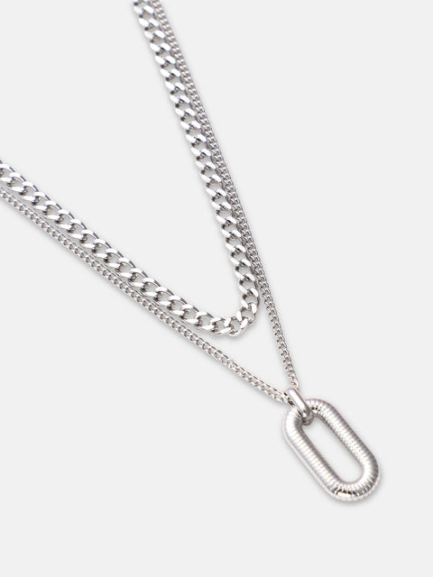 The Ribbed Multi-Layer Necklace - Metallic Silver