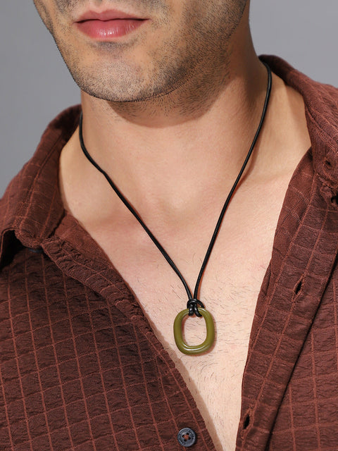 The Austin Pendant Necklace Olive Green