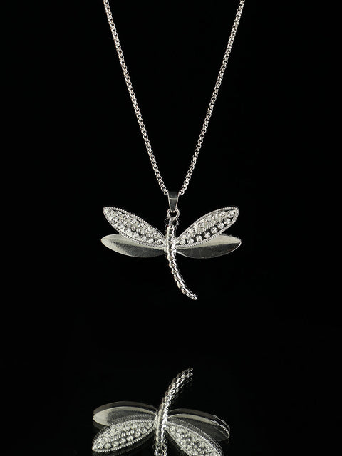 Men's Dragonfly Pendant Necklace - Silver