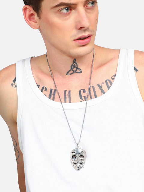Men's V For Vendetta Pendant Necklace - Silver
