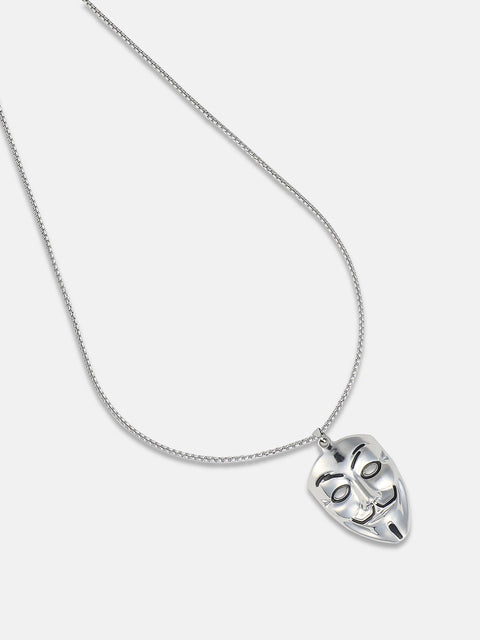Men's V For Vendetta Pendant Necklace - Silver