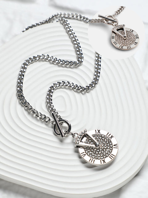 The Time Pendant Necklace - Metallic Silver
