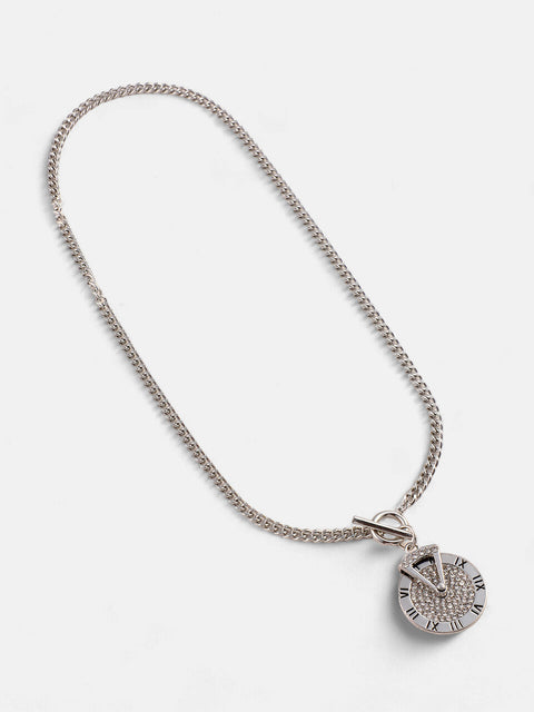 The Time Pendant Necklace - Metallic Silver