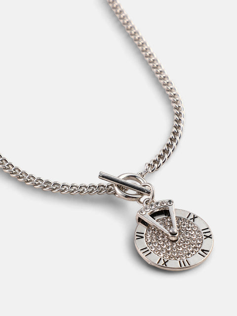 The Time Pendant Necklace - Metallic Silver