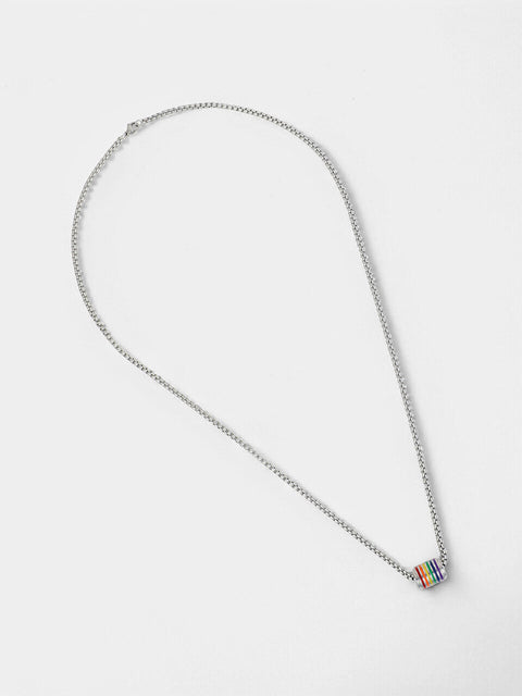 The Prism-Rod Pendant Necklace - Metallic Silver