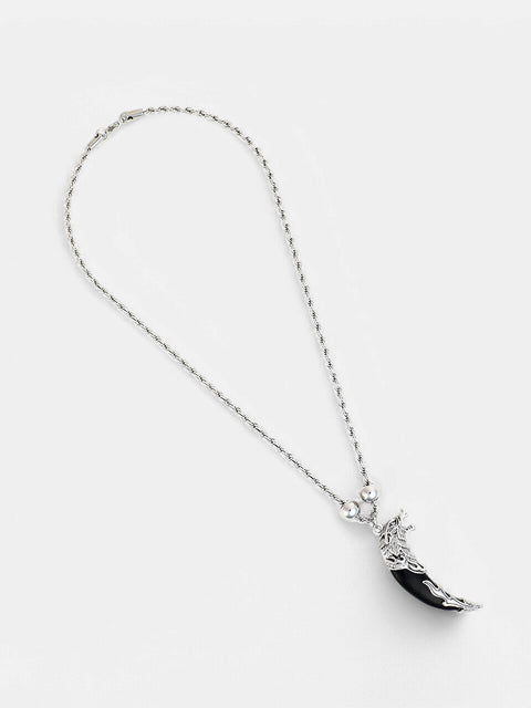 The Viking Chain Pendant Necklace - Onyx Black