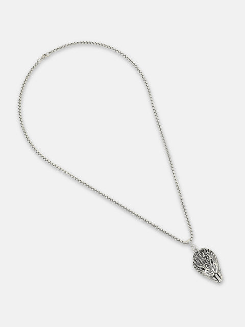 The Wolf Pendant Necklace - Metallic Silver