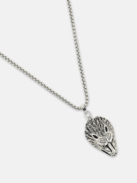 The Wolf Pendant Necklace - Metallic Silver