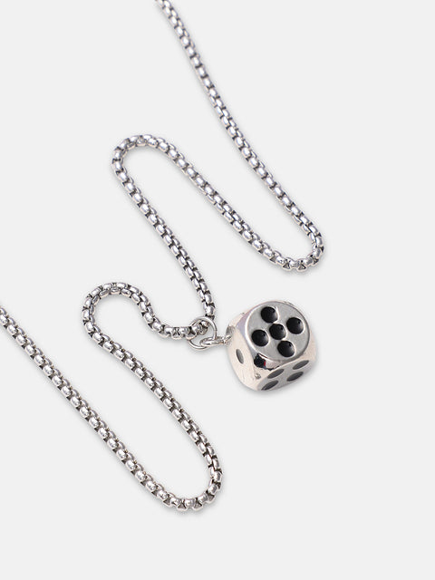 The Dice Pendant Necklace - Metallic Silver