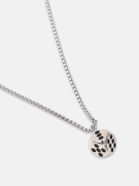 The Dice Pendant Necklace - Metallic Silver