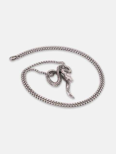 The Serpent Pendant Necklace - Metallic Silver