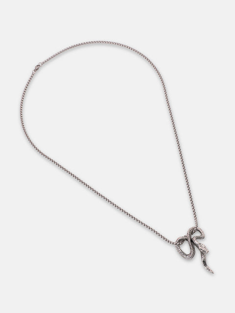 The Serpent Pendant Necklace - Metallic Silver