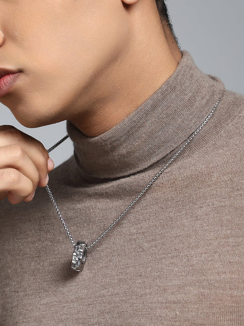 The Tire Pendant Necklace - Metallic Silver