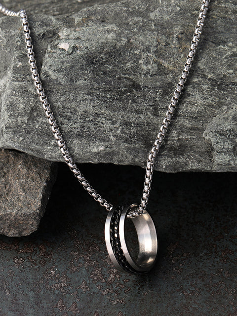 The Link-Halo Pendant Necklace - Metallic Silver