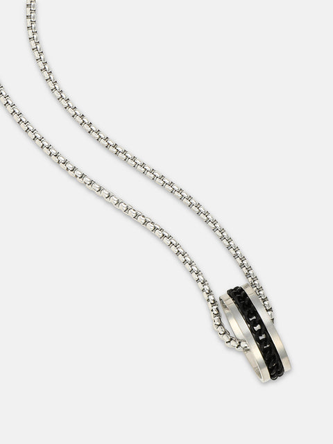 The Link-Halo Pendant Necklace - Metallic Silver