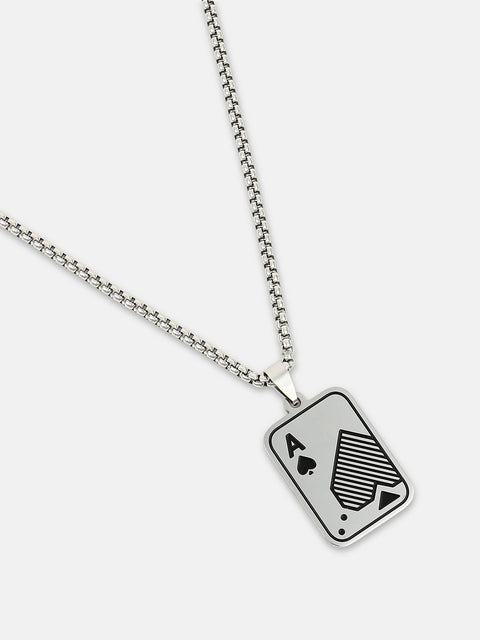 The A-Heart Pendant Necklace - Metallic Silver