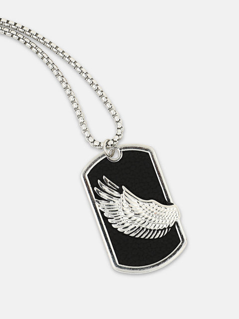 The Winged Pendant Necklace - Metallic Silver