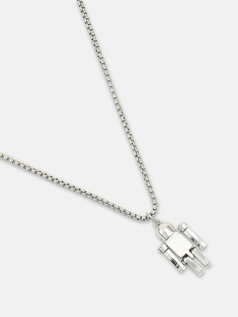 The Robo Pendant Necklace - Metallic Silver