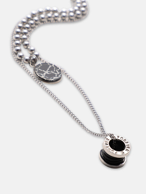 The Spool Pendant Necklace - Metallic Silver
