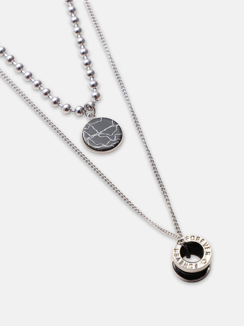 The Spool Pendant Necklace - Metallic Silver