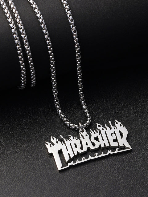 The Trasher Pendant Necklace - Metallic Silver