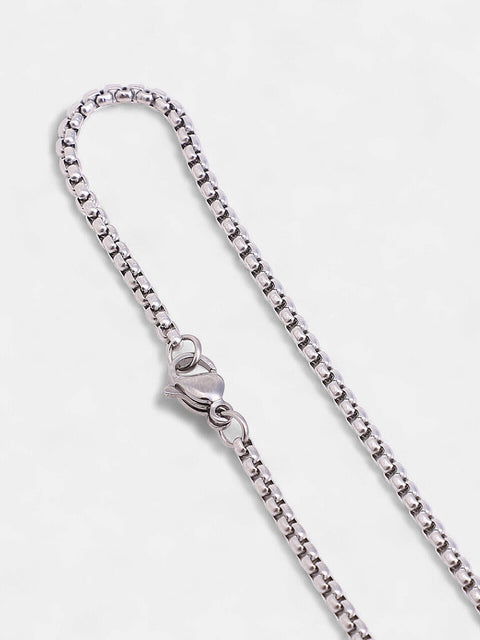 The Swirl-Monolith Pendant Necklace - Metallic Silver