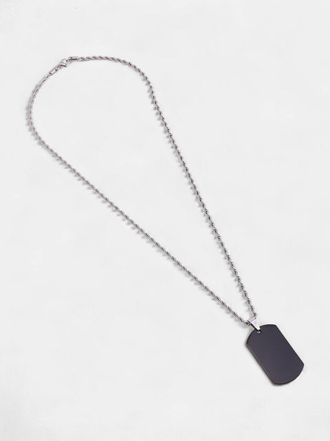 The Curve-Plate Pendant Necklace - Onyx Black