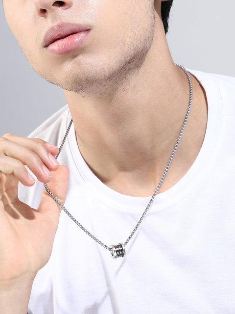 The Spool Pendant Necklace - Metallic Silver