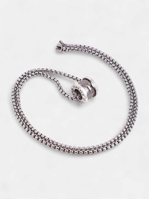 The Spool Pendant Necklace - Metallic Silver