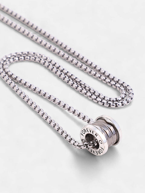 The Spool Pendant Necklace - Metallic Silver