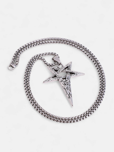 The Celestrial-Cross Pendant Necklace - Metallic Silver
