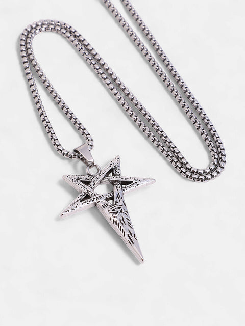The Celestrial-Cross Pendant Necklace - Metallic Silver
