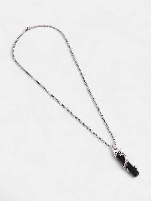 The Snake-Wrap Pendant Necklace - Metallic Silver
